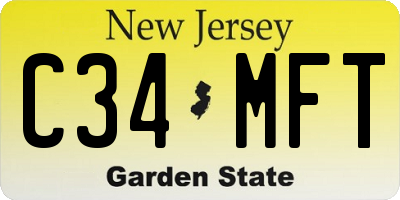 NJ license plate C34MFT