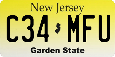 NJ license plate C34MFU
