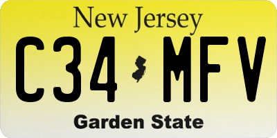 NJ license plate C34MFV