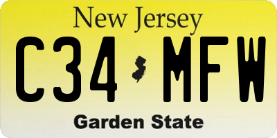 NJ license plate C34MFW