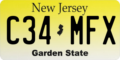 NJ license plate C34MFX
