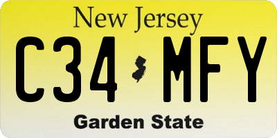 NJ license plate C34MFY