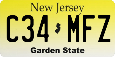 NJ license plate C34MFZ