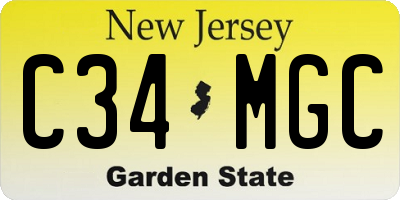 NJ license plate C34MGC