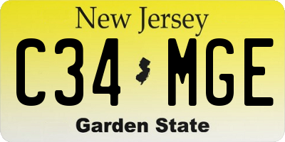 NJ license plate C34MGE