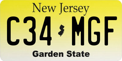 NJ license plate C34MGF