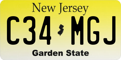 NJ license plate C34MGJ