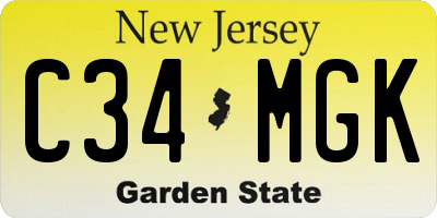 NJ license plate C34MGK