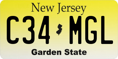 NJ license plate C34MGL