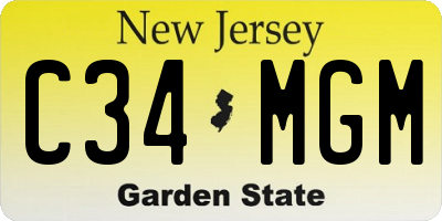 NJ license plate C34MGM