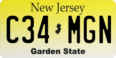 NJ license plate C34MGN