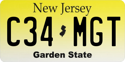 NJ license plate C34MGT
