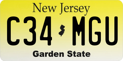 NJ license plate C34MGU