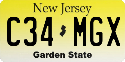 NJ license plate C34MGX