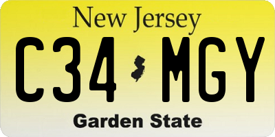 NJ license plate C34MGY