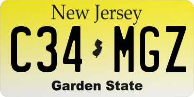 NJ license plate C34MGZ