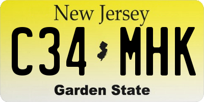 NJ license plate C34MHK