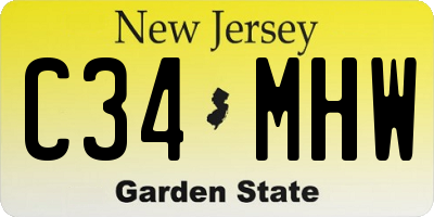 NJ license plate C34MHW