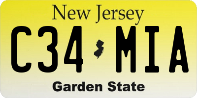 NJ license plate C34MIA