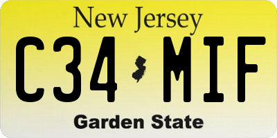 NJ license plate C34MIF