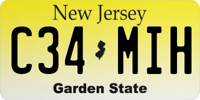 NJ license plate C34MIH