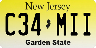 NJ license plate C34MII
