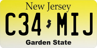 NJ license plate C34MIJ