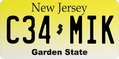 NJ license plate C34MIK