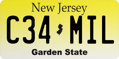 NJ license plate C34MIL