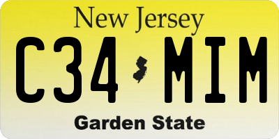 NJ license plate C34MIM