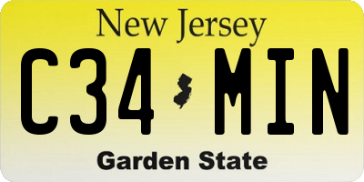 NJ license plate C34MIN