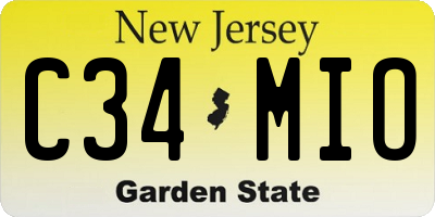 NJ license plate C34MIO