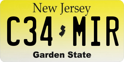 NJ license plate C34MIR