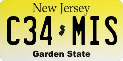 NJ license plate C34MIS