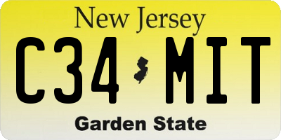 NJ license plate C34MIT