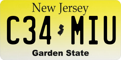 NJ license plate C34MIU