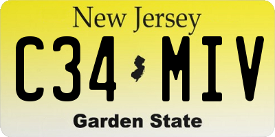 NJ license plate C34MIV