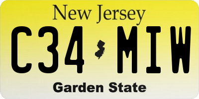 NJ license plate C34MIW