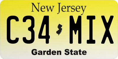 NJ license plate C34MIX