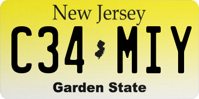NJ license plate C34MIY