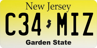 NJ license plate C34MIZ