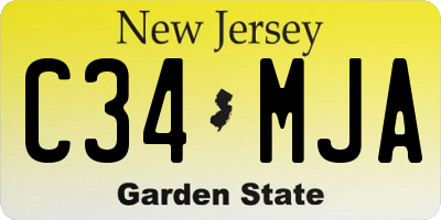 NJ license plate C34MJA