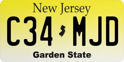 NJ license plate C34MJD