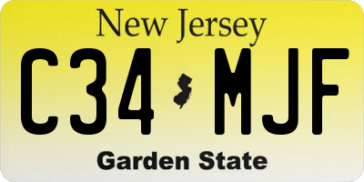 NJ license plate C34MJF