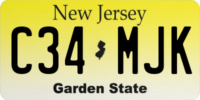 NJ license plate C34MJK
