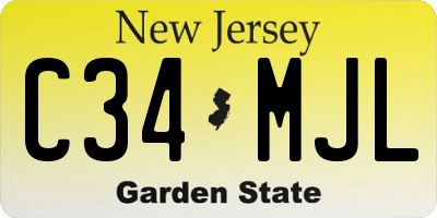 NJ license plate C34MJL