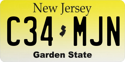 NJ license plate C34MJN