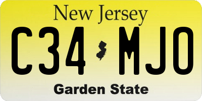 NJ license plate C34MJO