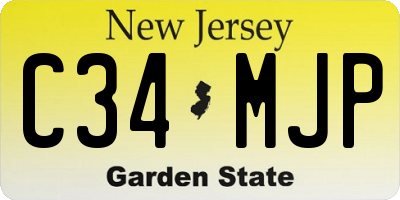 NJ license plate C34MJP