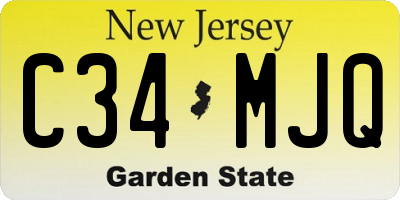 NJ license plate C34MJQ